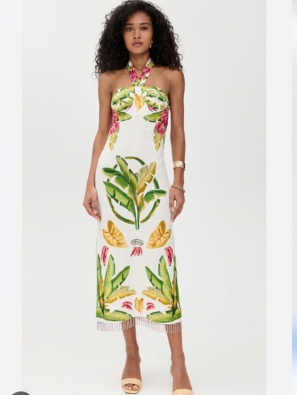 FARM Rio Tropical Halter Linen Midi Dress